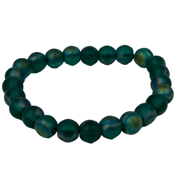 Greens & black rounded stretchy beaded bracelets bundle of 3 NEW - Picture 7 of 9